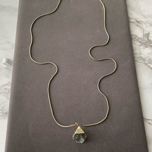 Long Necklace with Light Green Crystal Charm
